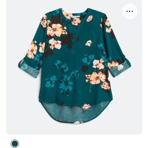 Daniel Rainn Teal Floral Blouse